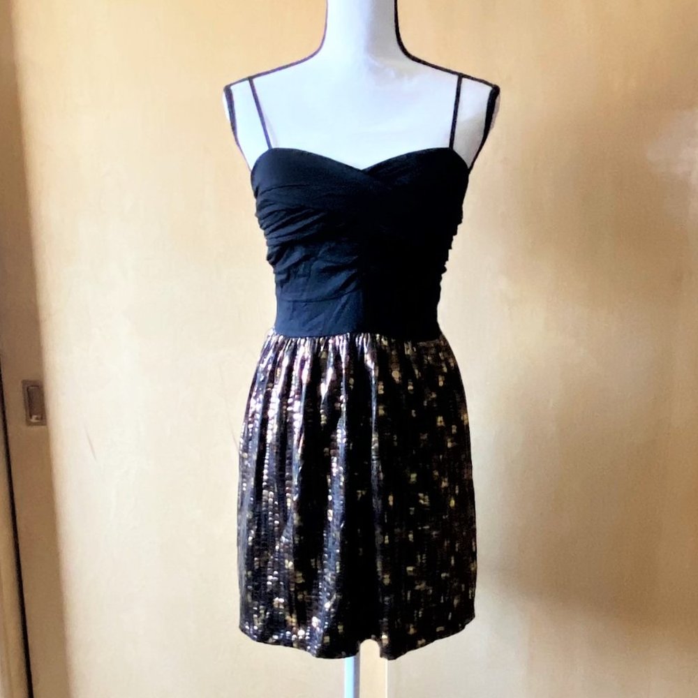 NWT Sz S Ventti Black/Bronze Casual Party Dress